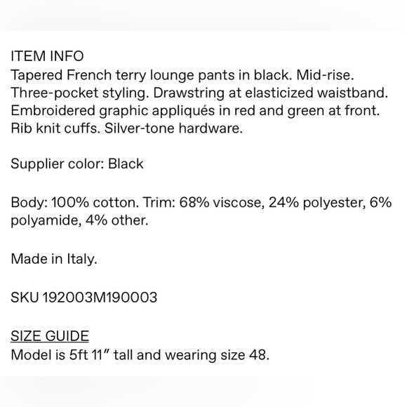 NWT *Dolce & Gabbana* black roses lounge pants size 46 - Picture 11 of 12